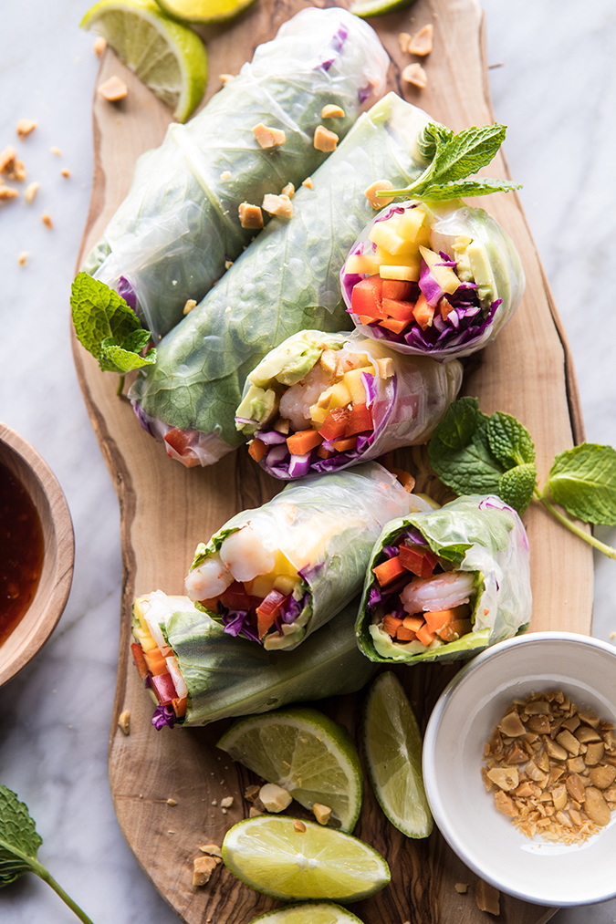 shrimp and mango summer rolls via laurenconrad.com