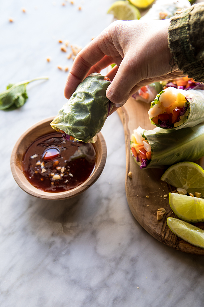 shrimp and mango spring rolls via laurenconrad.com