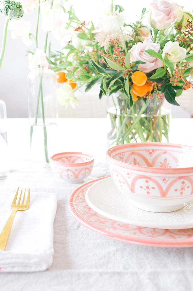 The Little Market blush ceramic table setting