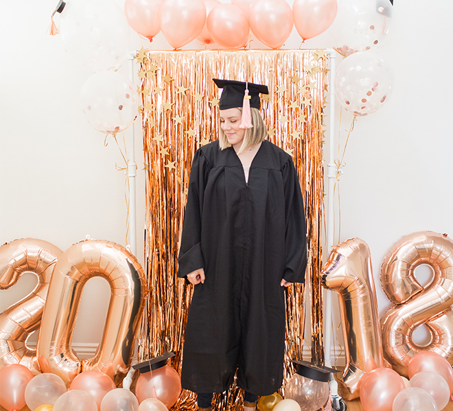 DIY: A Rose Gold Graduation Party Balloon Setup