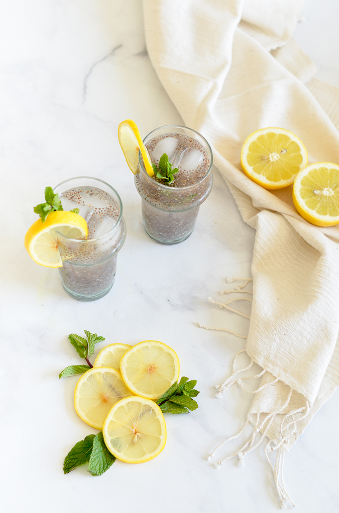 healthy chia seed lemonade recipe via laurenconrad.com