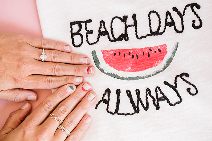 Hands close up of young woman with watermelon manicure holding slice of  grapefruit summer manicure nails art and food concept Stock Photo | Adobe  Stock