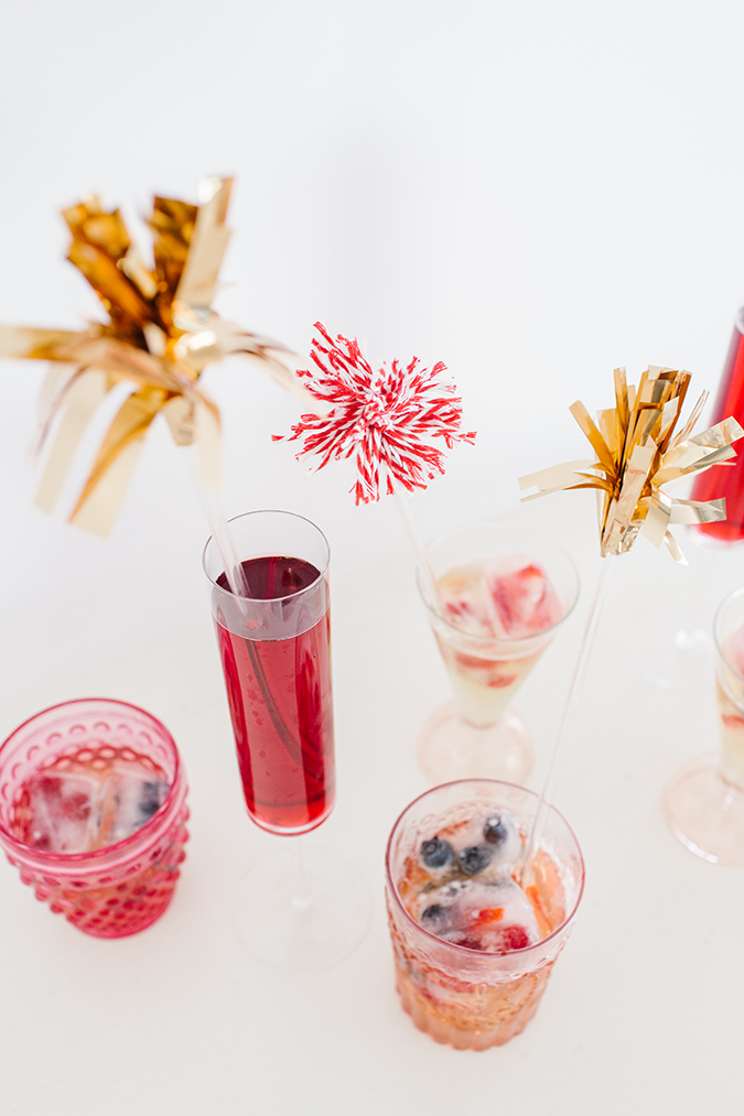 memorial day drink stirrers and ice cubes