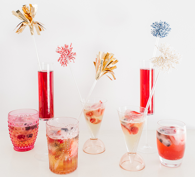 Celebrate: DIY Patriotic Drink Stirrers and Red, White & Blueberry Ice Cubes