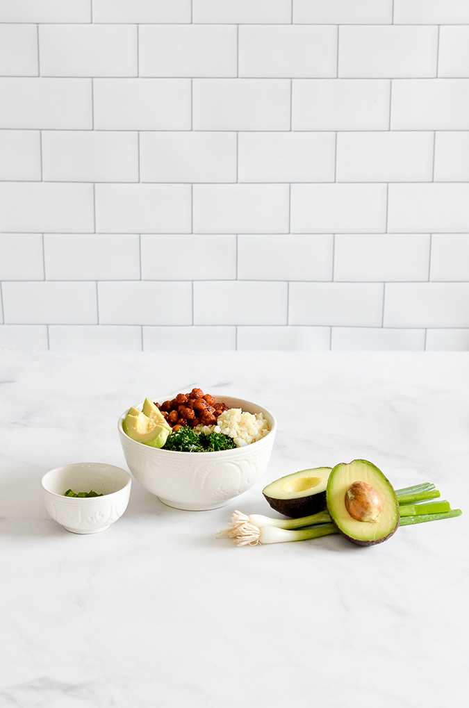 harissa chickpea bowl recipe via laurenconrad.com