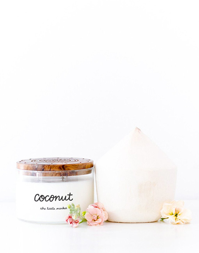 coconut scented candle from the little market