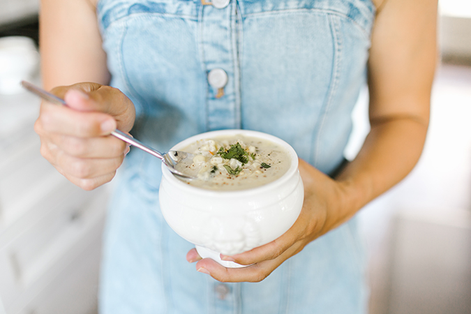 summer corn and crab chowder recipe via laurenconrad.com