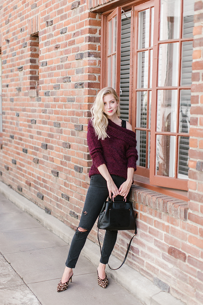 Cold Shoulder Sweater & Cozy Scarf