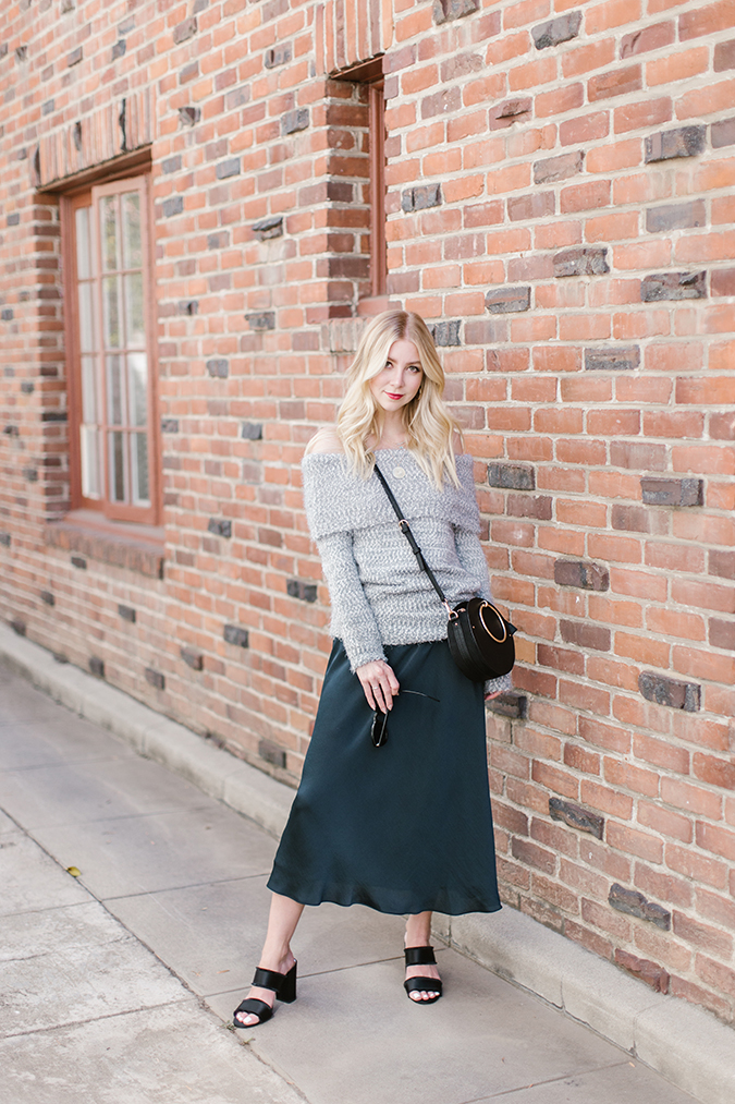 Cold Shoulder Sweater & Cozy Scarf