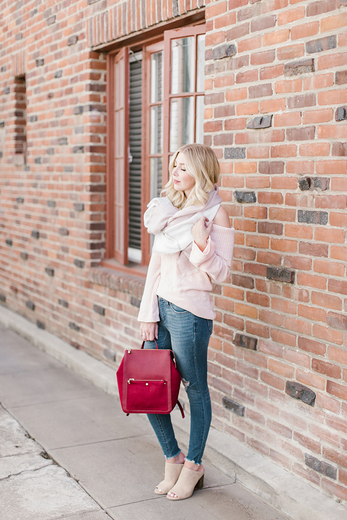 styling tips for off-the-shoulder sweaters via laurenconrad.com