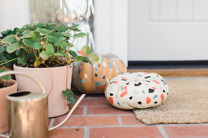 DIY terrazzo painted pumpkins via laurenconrad.com