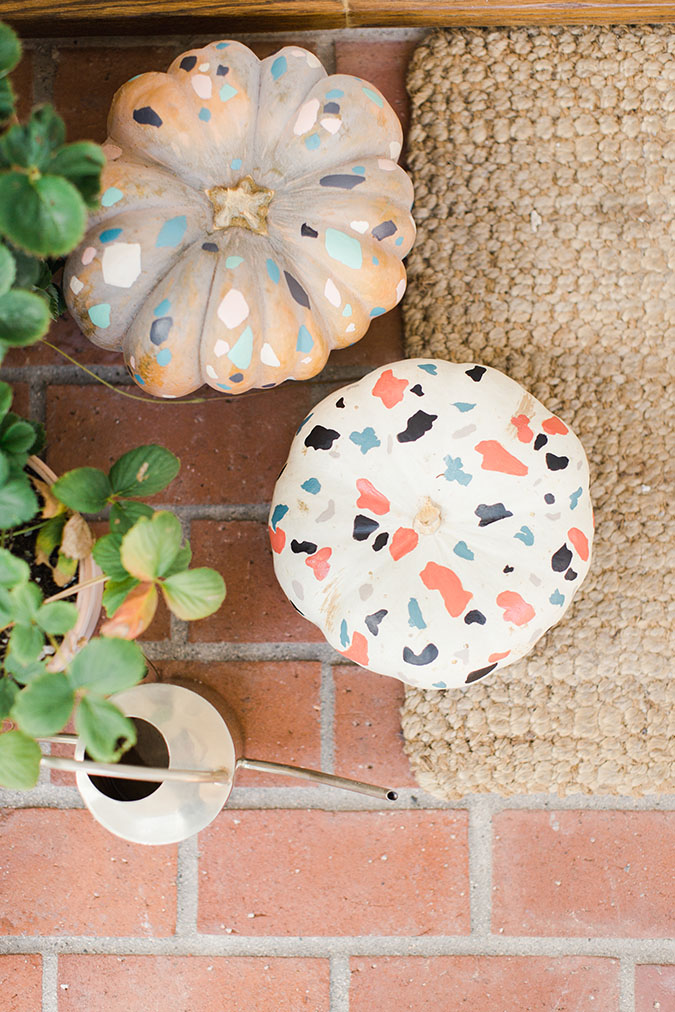 DIY terrazzo painted pumpkins via laurenconrad.com