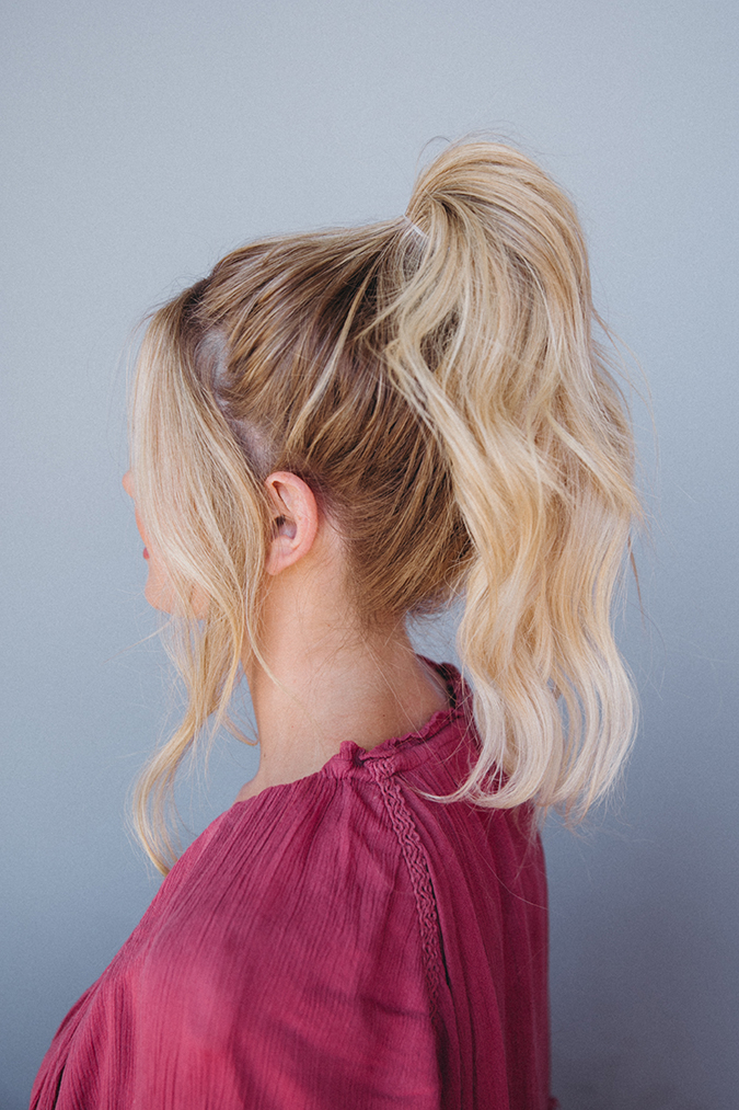 Hot Pink Turtleneck + Messy Ponytail Tutorial