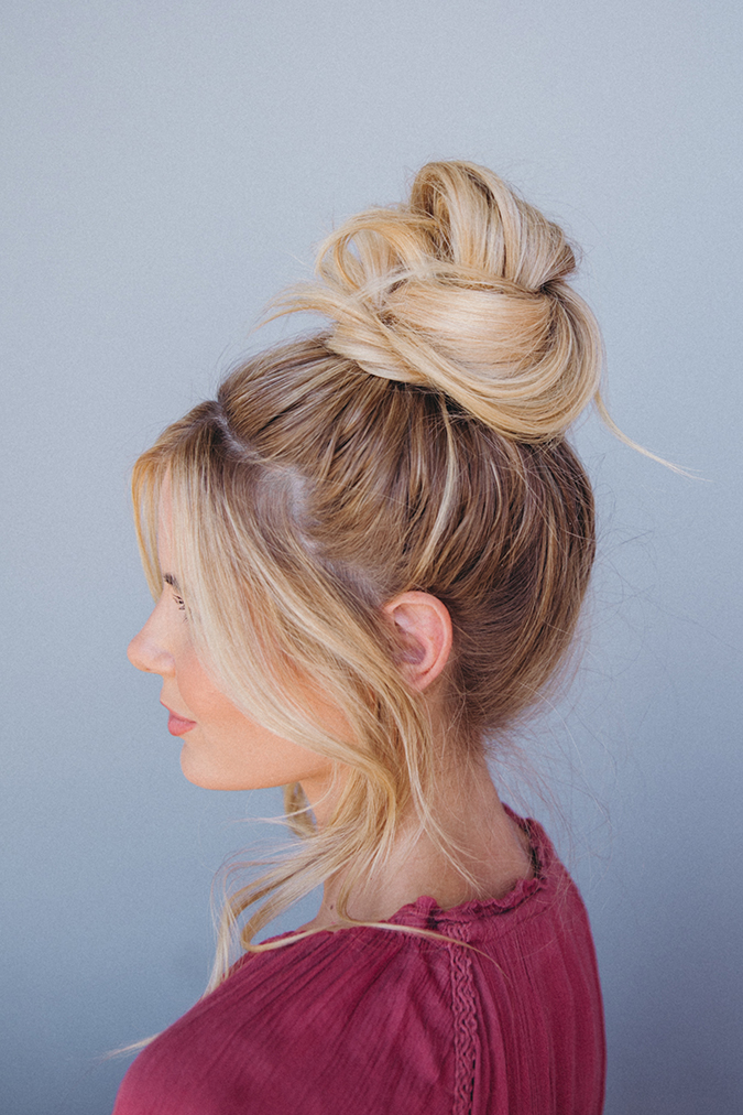 Hair How To An Effortless Top Knot Tutorial From Amber Fillerup