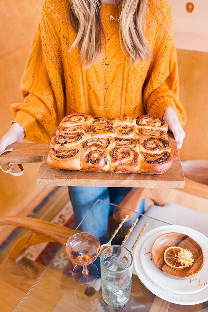 savory cinnamon swirls with bacon and onion via laurenconrad.com