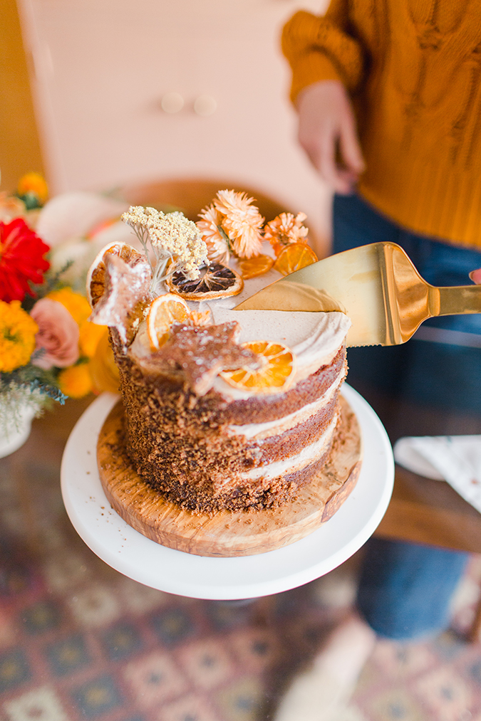 grain free gingerbread pumpkin caramel cake via laurenconrad.com