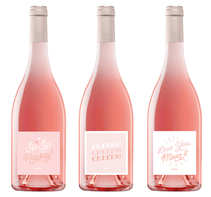 downloadable wine labels via yellow heart art