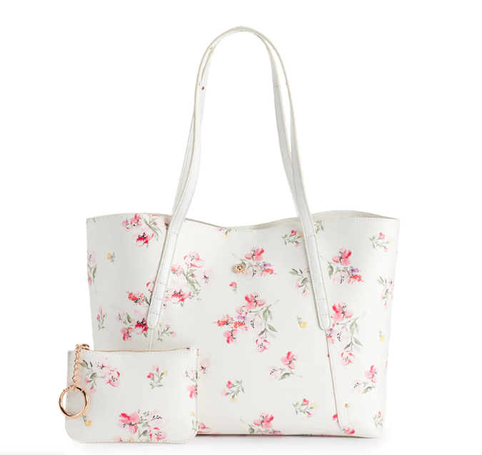 LC Lauren Conrad Floral **TOTE** Bag with small zipper purse Size  MEDium-Large