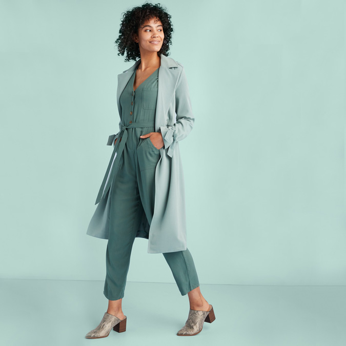 lauren conrad teal trench coat