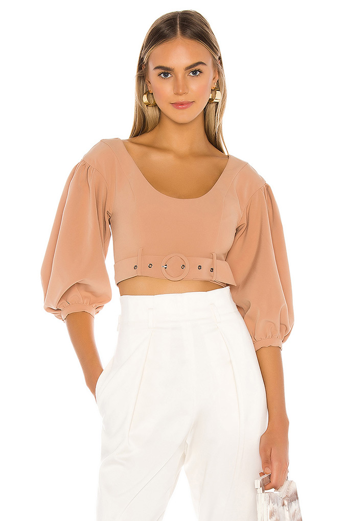 Women's LC Lauren Conrad Puff-Sleeve Top, Size: Large, Lt Beige 