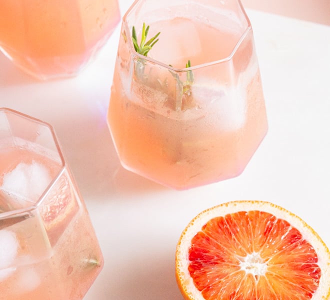 Blood Orange Ginger Cocktail with Rosemary Simple Syrup