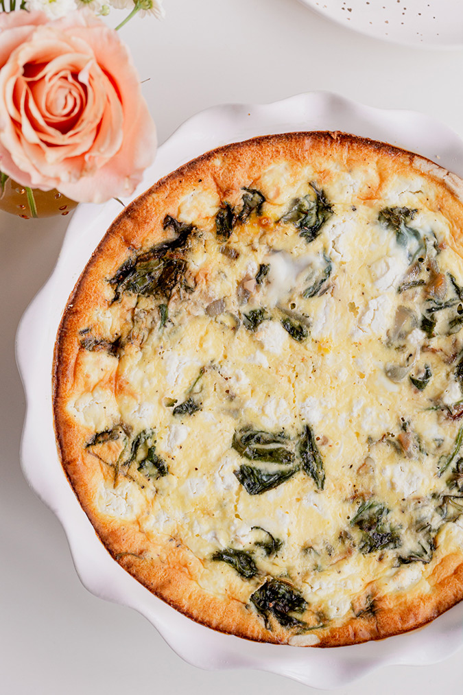 A Mother’s Day Spread With Strawberry Muffin Loaf, Shallot and Spinach Goat Cheese Quiche, and Rose Sangria