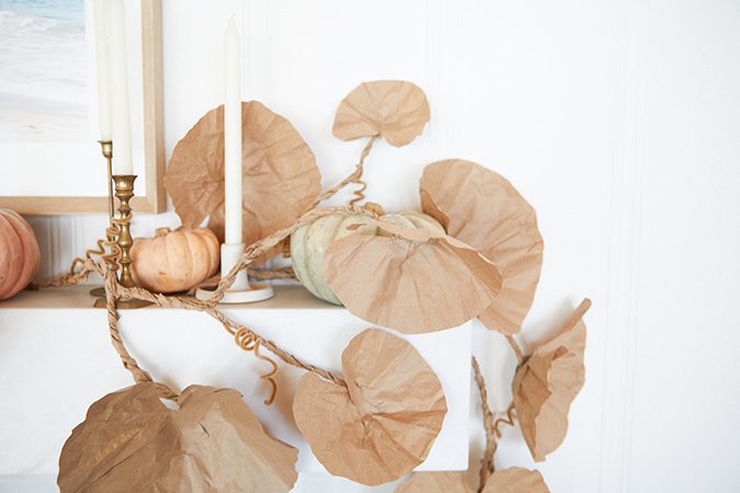 My DIY Fall Leaf Garland Mantel Décor