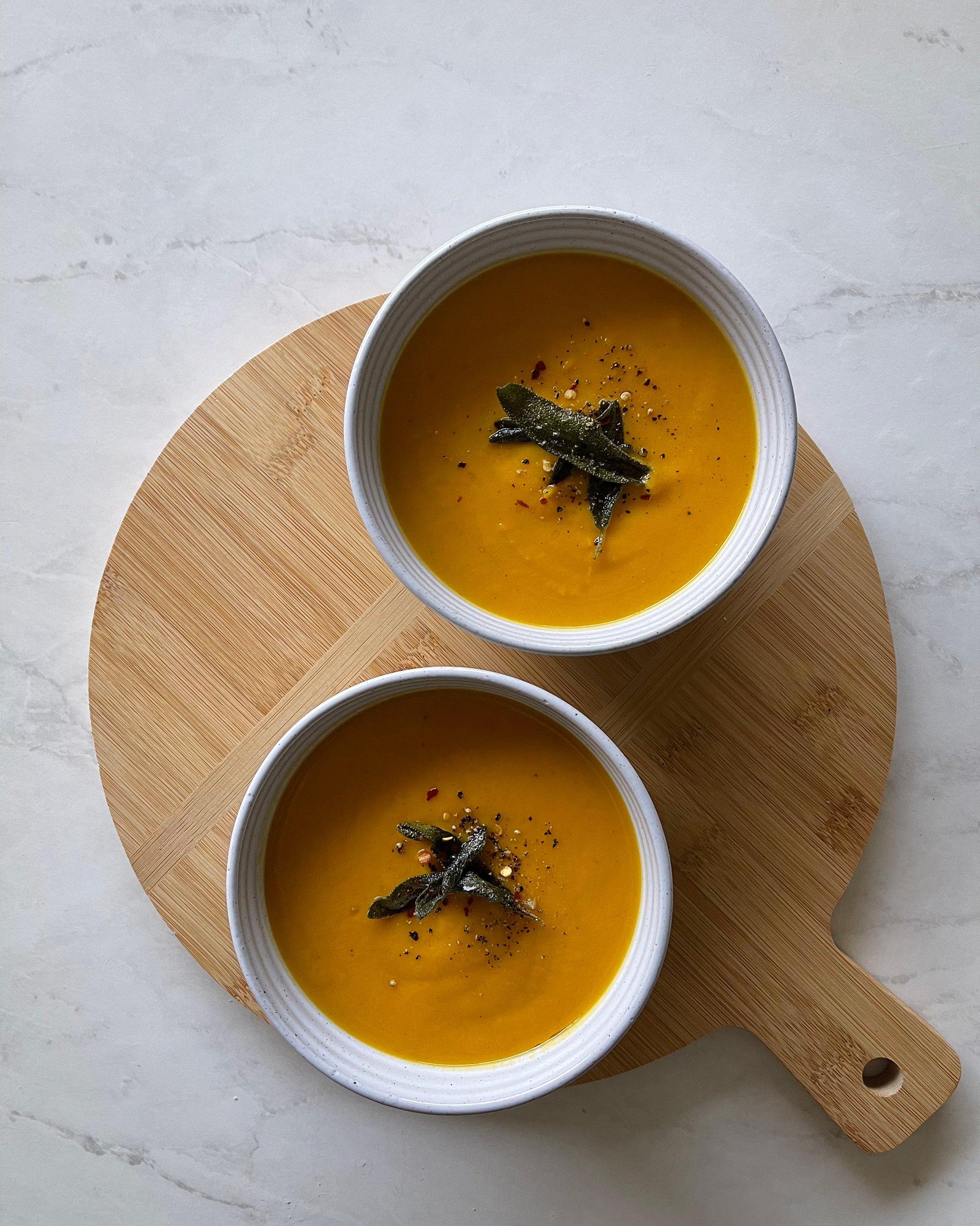 Easy Butternut Squash Soup with Crispy Sage