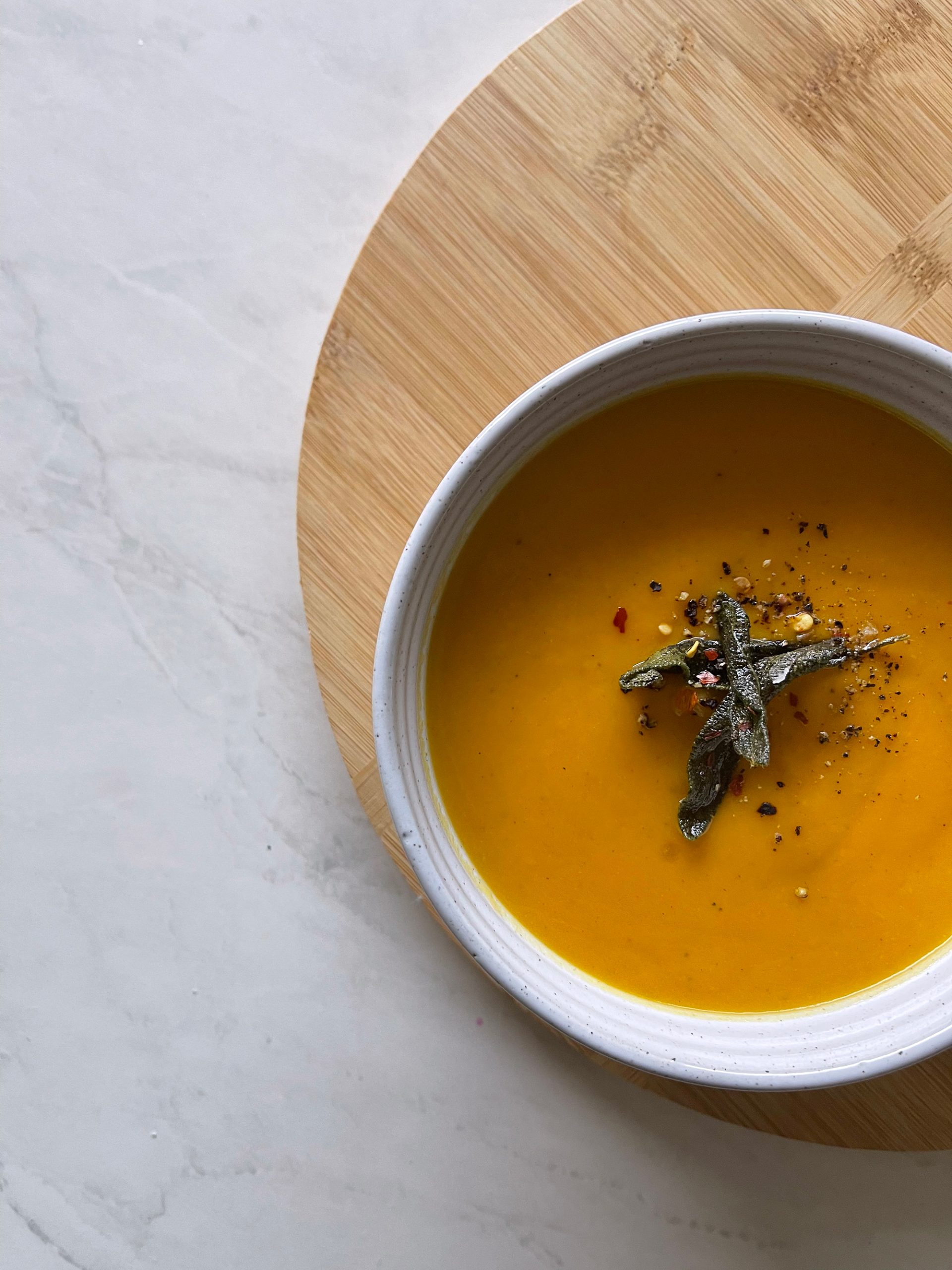 Easy Butternut Squash Soup with Crispy Sage
