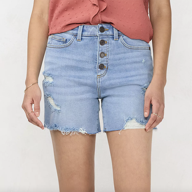 LC Lauren Conrad Super High Rise Cut-Off Denim Shorts